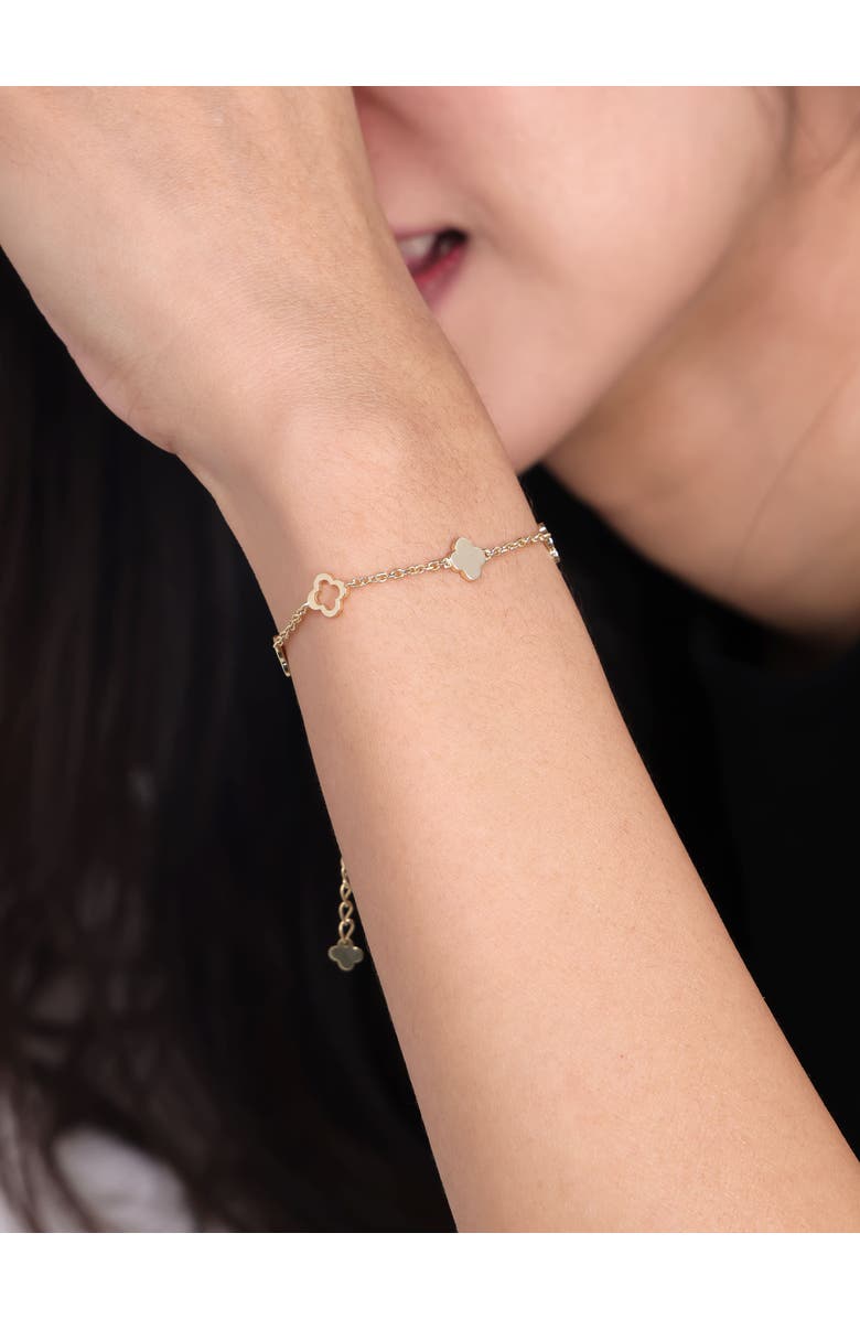 DEVATA Clover Link Chain Bracelet in 14K Gold, Alternate, color, Yellow Gold