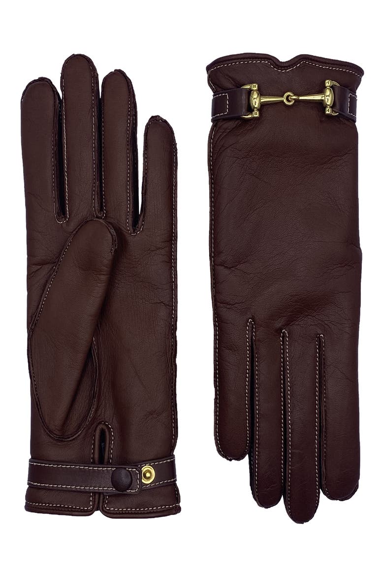 Greco Bit Hardware Leather Gloves, Main, color, WHISKY
