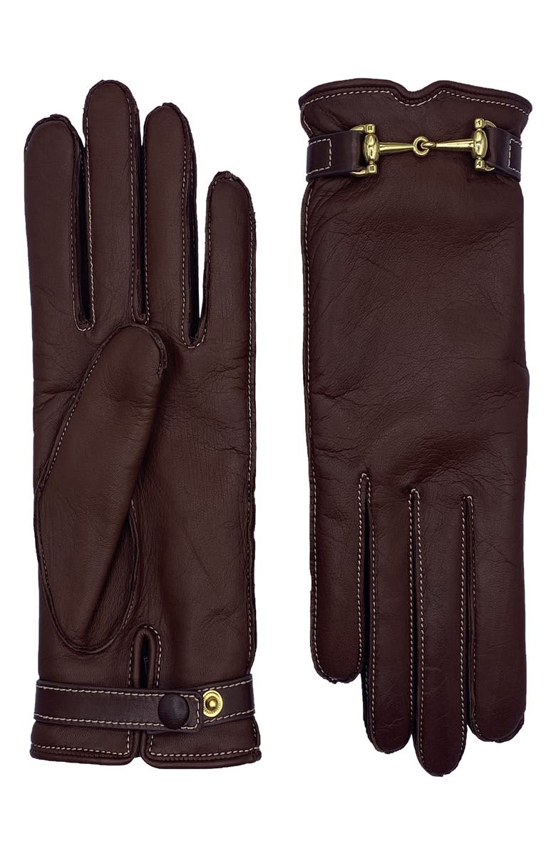 Agnelle Greco Bit Hardware Leather Gloves, Main, color, 