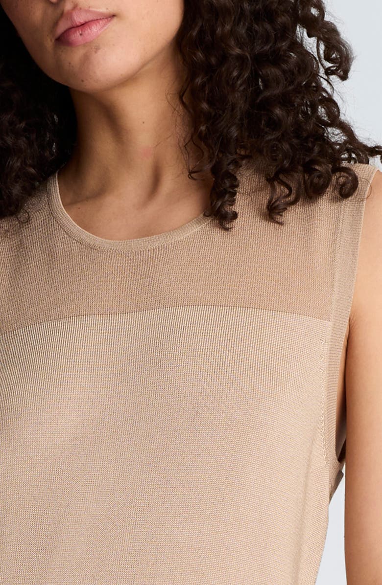 Kenneth Cole Semisheer Sleeveless Knit Dress, Alternate, color, Timeless Taupe