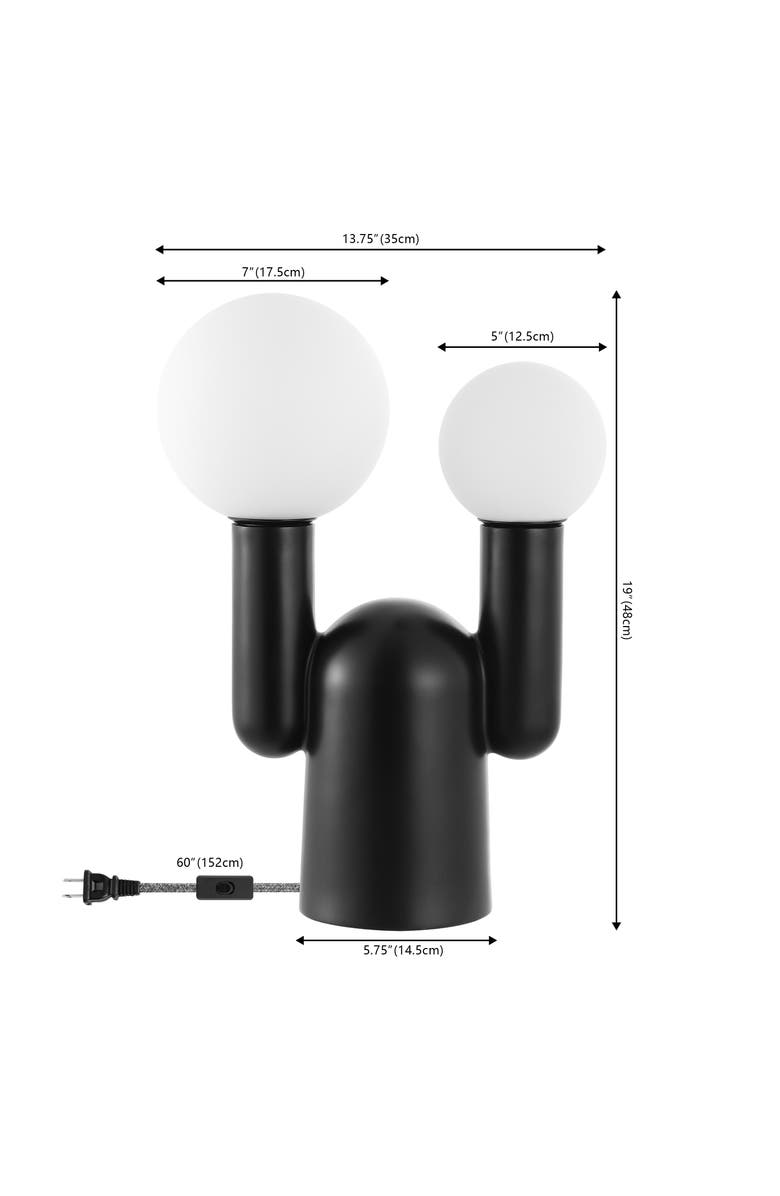 JONATHAN Y Leif 2-Light Modern Mid-Century Resin/Iron/Frosted Glass Nordic Cactus LED Table Lamp, Alternate, color, 