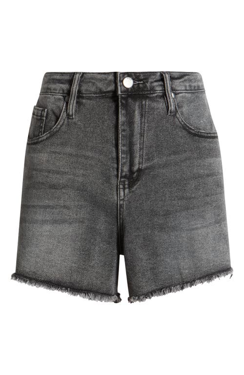 Ptcl Tess High Waist Stretch Denim Cutoff Shorts In Grey Wash