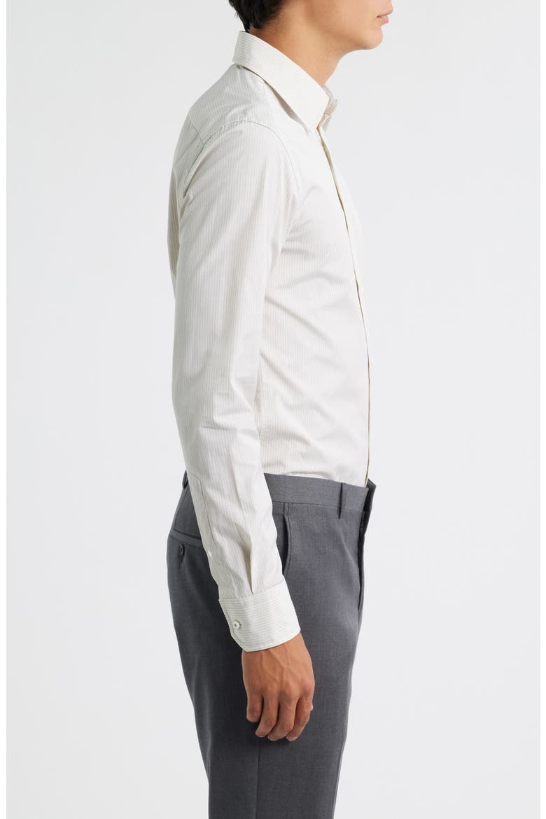 Hays Slim Fit Pinstripe Cotton Dress Shirt, Alternate, color, BEIGE/ KHAKI