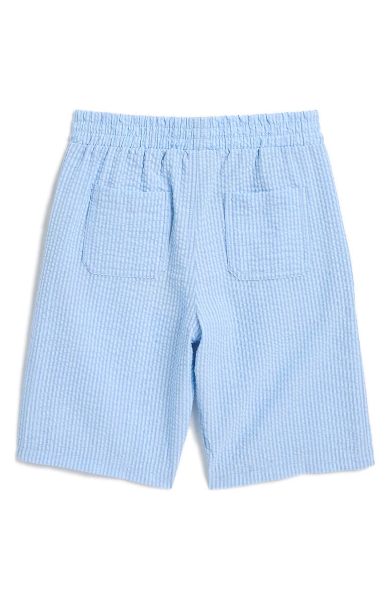 Scotch & Soda Kids' Yarn Dyed Seersucker Short Sleeve Button-Up Shirt & Shorts Set, Alternate, color, Riviera