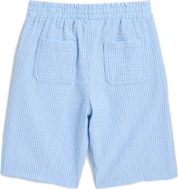 Kids' Yarn Dyed Seersucker Short Sleeve Button-Up Shirt & Shorts Set
