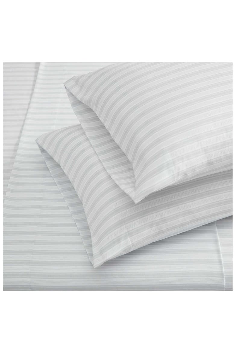 Blooming Stripe Microfiber Sheet Set, Alternate, color, WHITE/ SILVER BLUE