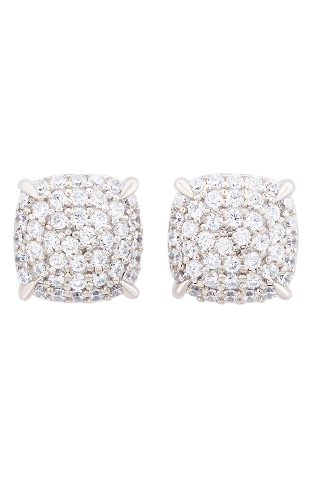 SUZY LEVIAN CZ Pavé Cushion Stud Earrings