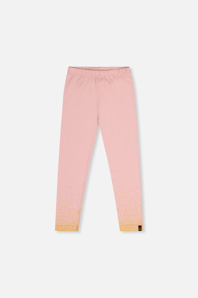 Organic Cotton Glitter Hem Elastic Waist Leggings, Main, color, Pale Dusty Pink