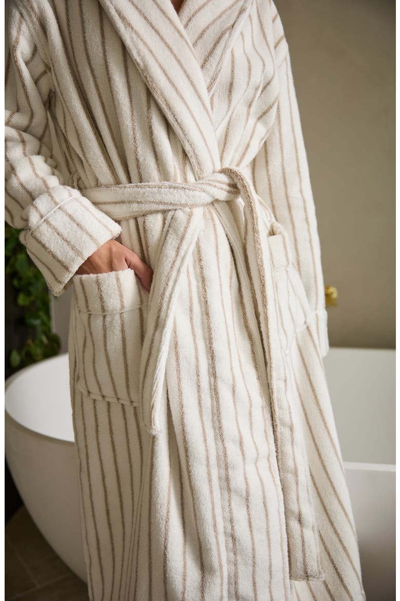 Striped Luxe Bath Robe, Alternate, color, SAND/ SEASHELL