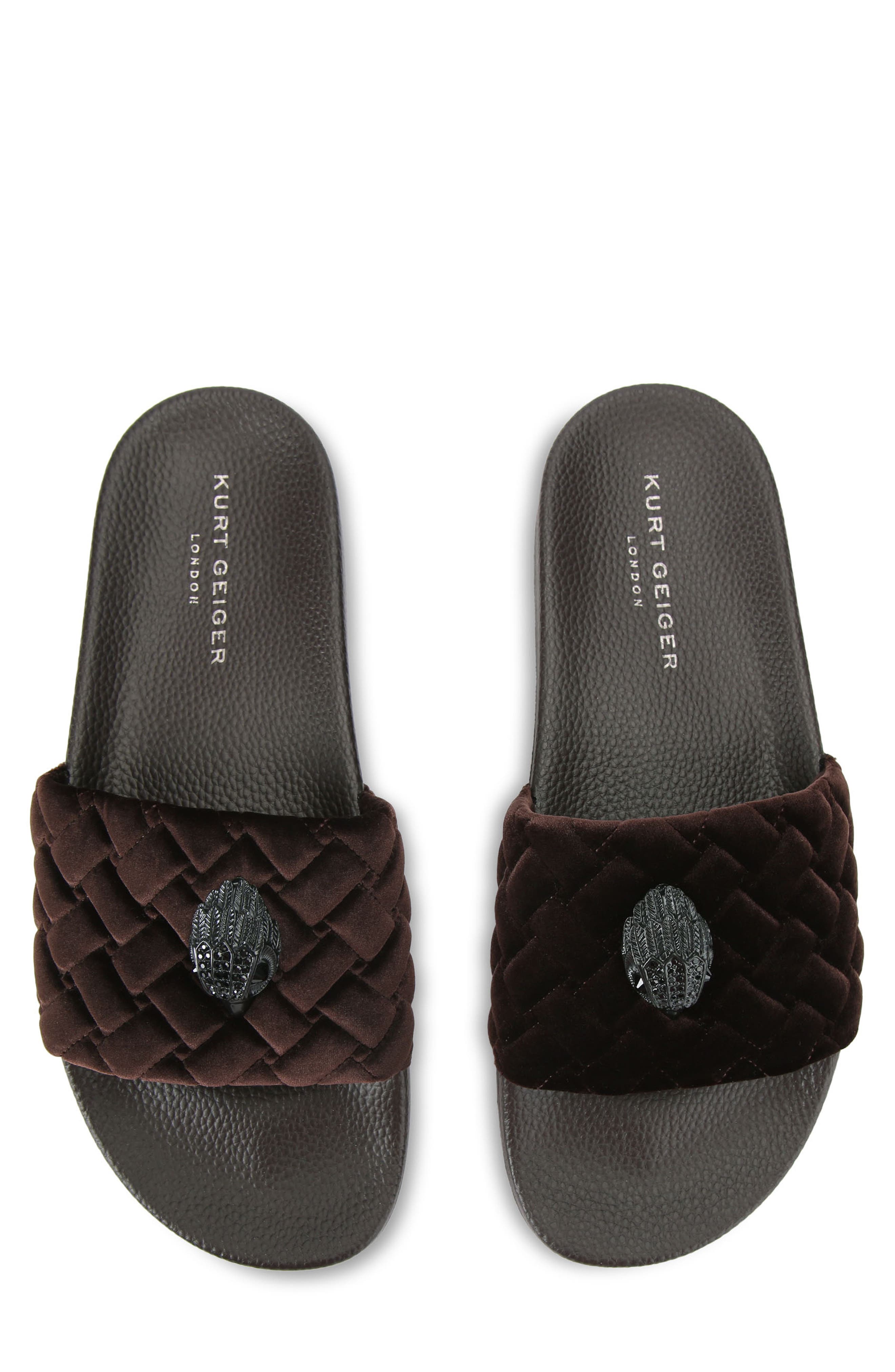 Kurt Geiger London Meena Eagle Head Slide Sandal, Alternate, color, Dark Brown