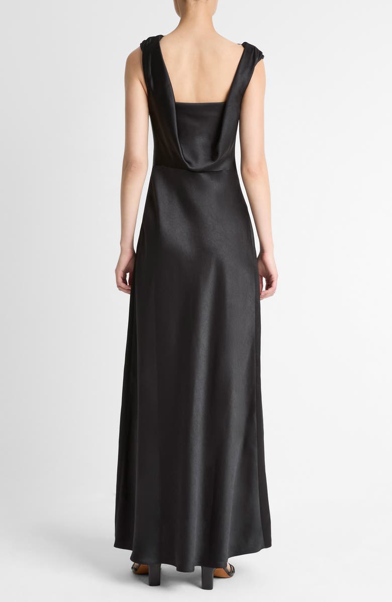 Vince Drape Cowl Neck Sleeveless Satin Gown, Alternate, color, Black