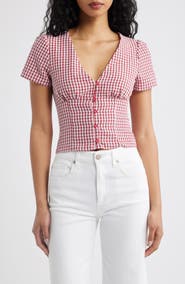Princess Polly Isolda Gingham Button-Up Top