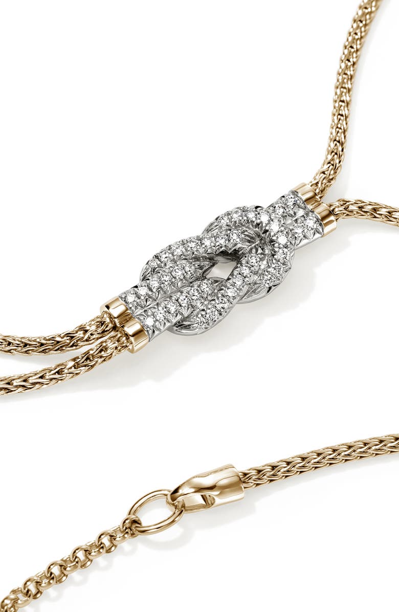 John Hardy Love Knot Y-Necklace, Diamonds, Alternate, color, Gold