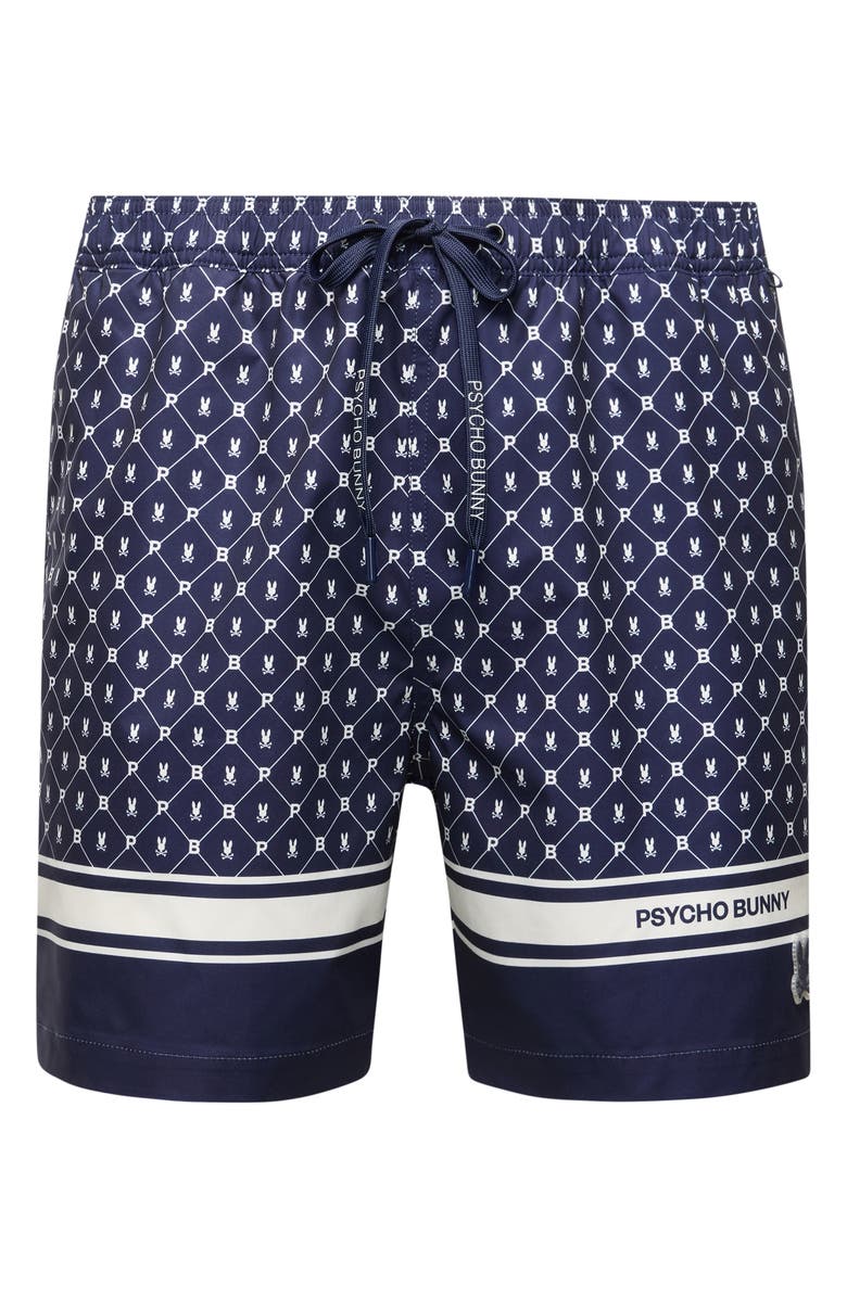Psycho Bunny Hunter Bunny Print Swim Trunks, Alternate, color, 
