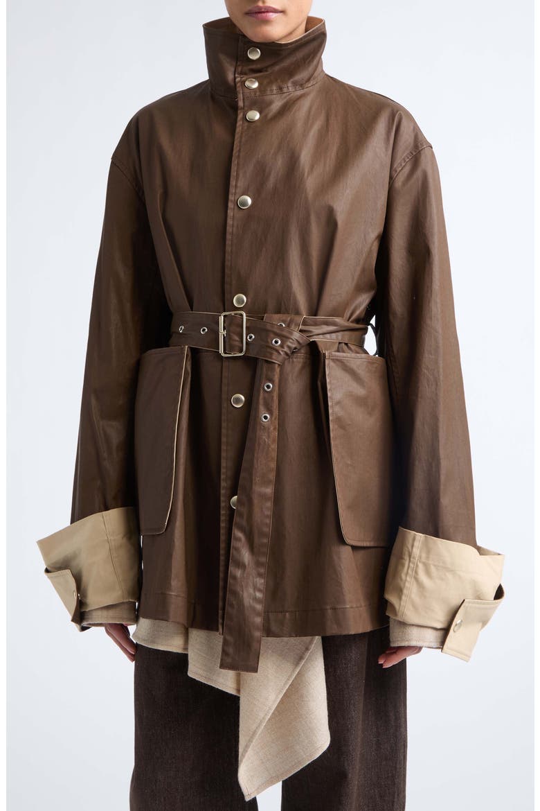 Asha Coated Cotton Coat, Alternate, color, TOBACCO/ RYE