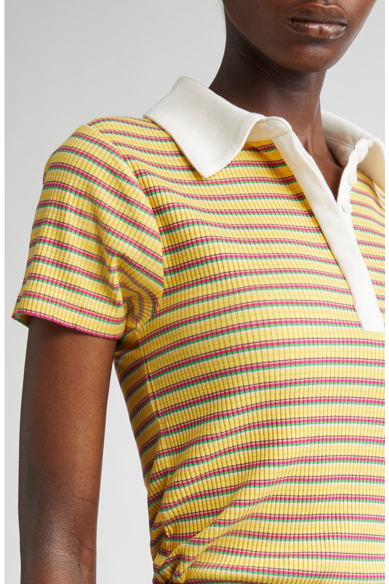Avalon Polo Top, Alternate, color, LEMON DROP STRIPE COMBO