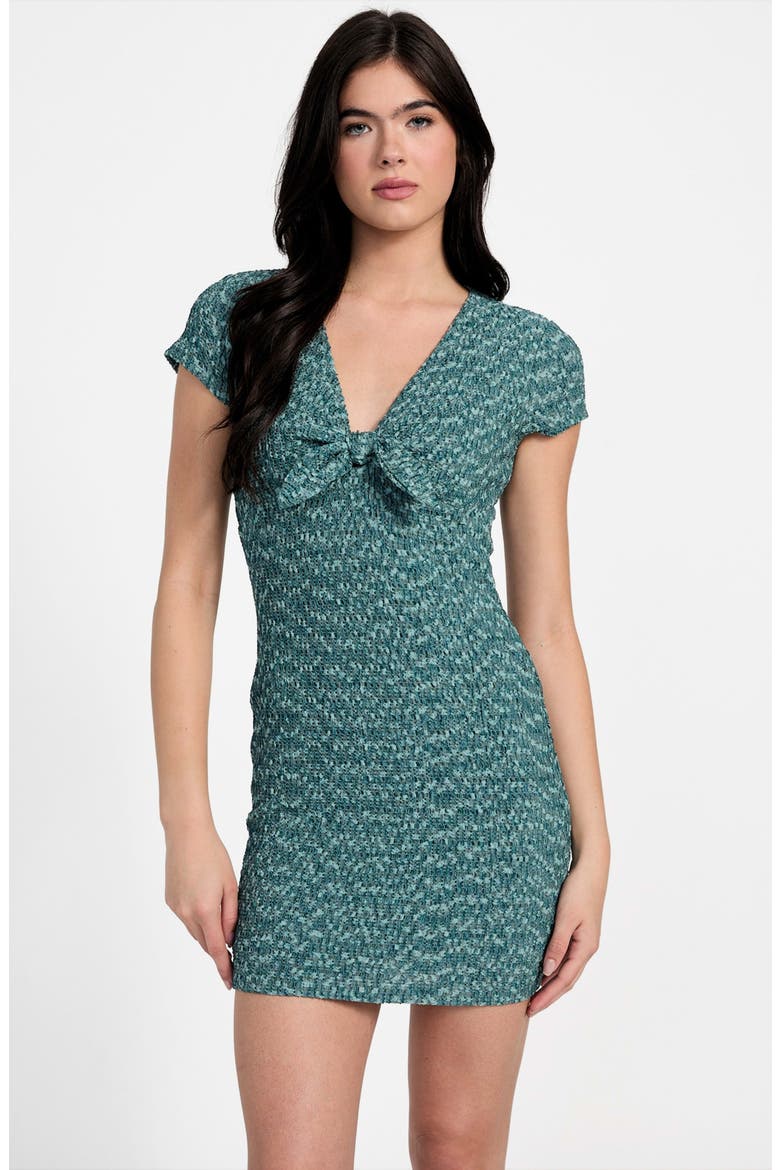 Naleny Tie Front Body-Con Minidress, Alternate, color, FORBIDDEN FOREST MULTI