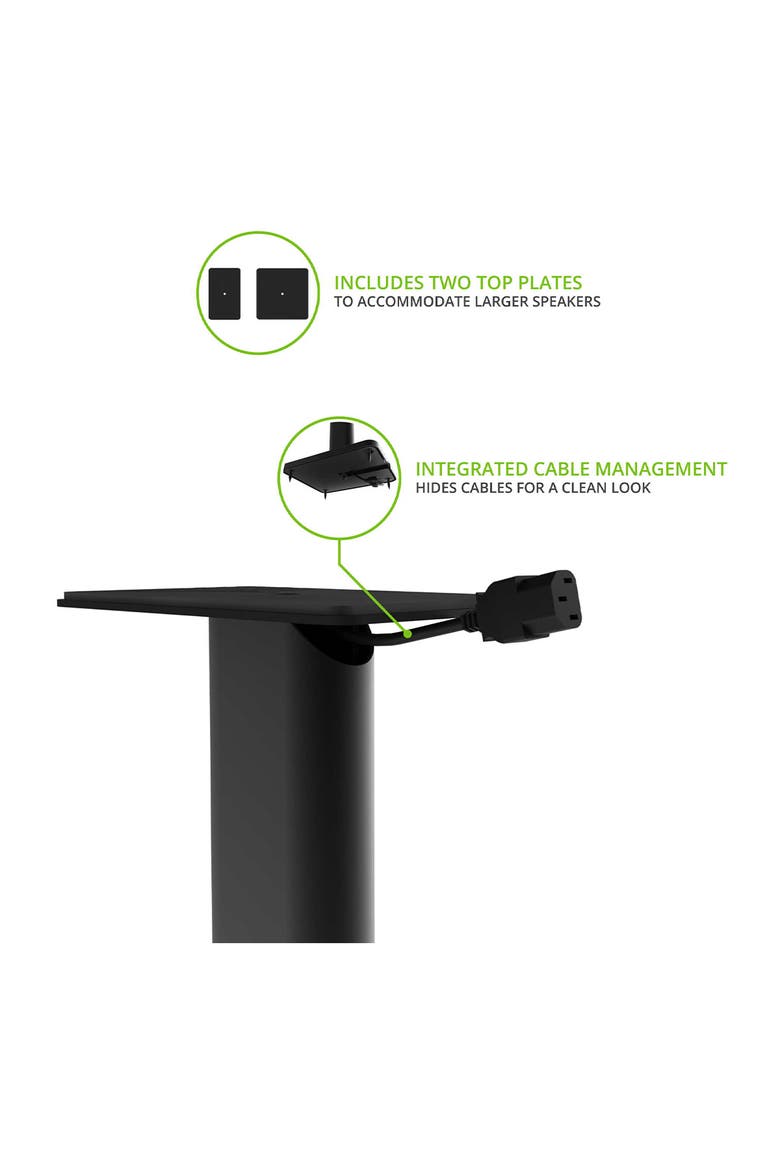 SP26PL 26" Bookshelf Speaker Stands with Rotating Top Plates and Cable Management - Pair, Alternate, color, Black