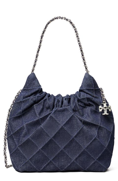 Mini Fleming Quilted Denim Hobo Bag