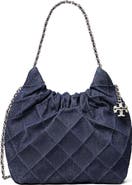 Tory Burch Mini Fleming Quilted Denim Hobo Bag