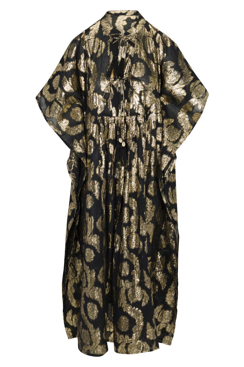 Palm Springs Caftan Maxi Dress, Alternate, color, BLACK GOLD