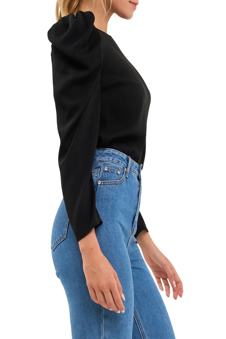 Puff Shoulder Top, Alternate, color, BLACK