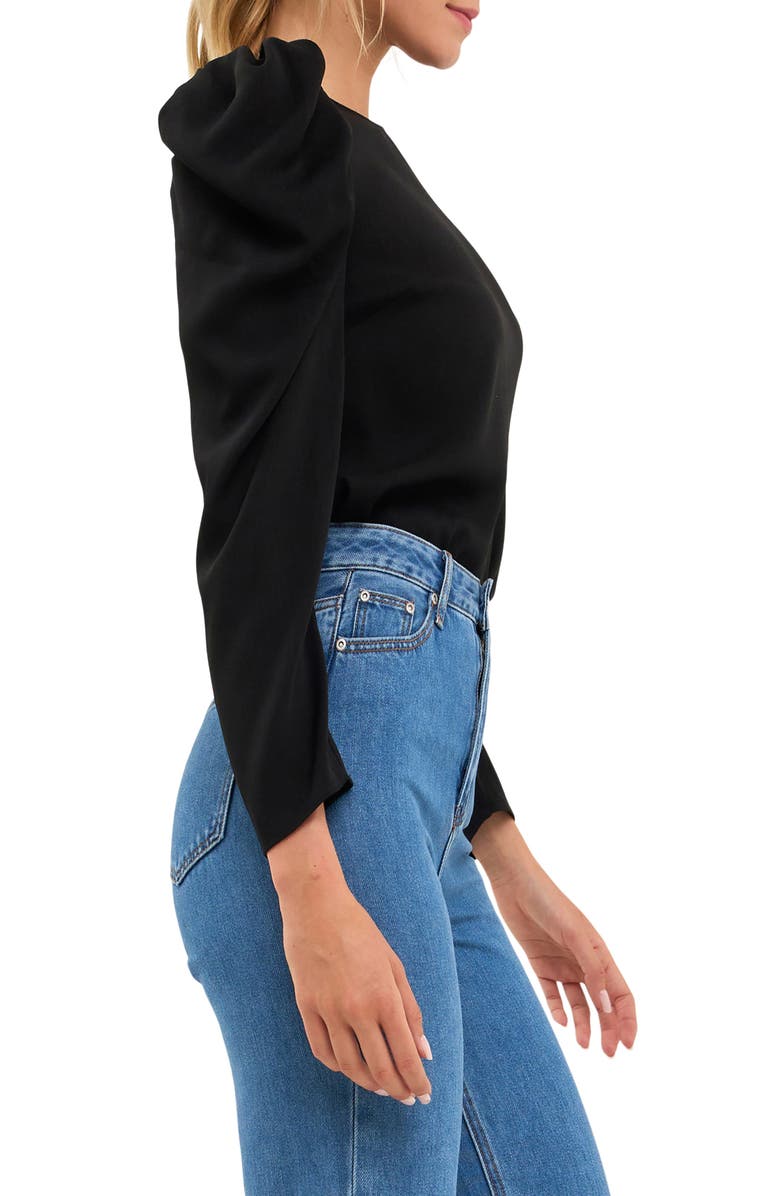 English Factory Puff Shoulder Top, Alternate, color, Black