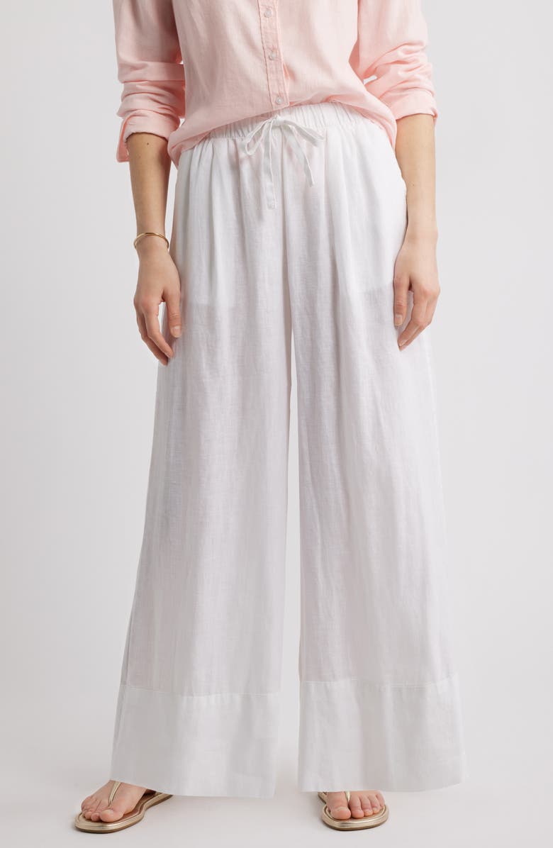 Caslon<sup>®</sup> Wide Leg Linen Pants, Main, color, White