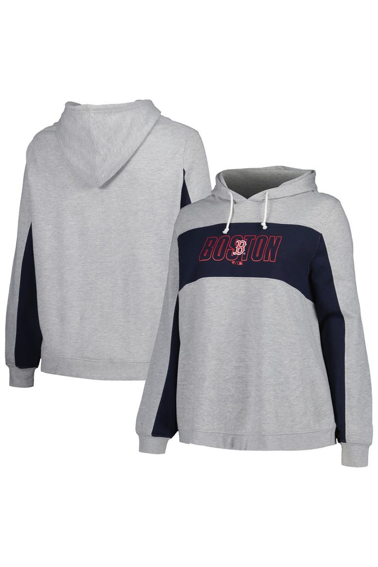 Women's Profile Heather Gray Boston Red Sox Plus Size Pullover Jersey Hoodie, Alternate, color, Heather Gray