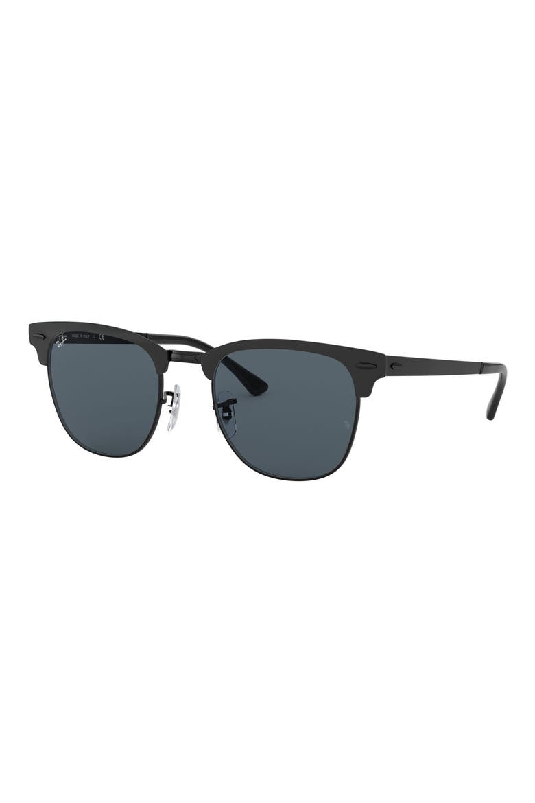 Clubmaster 51mm Sunglasses, Alternate, color, SHINY BLACK