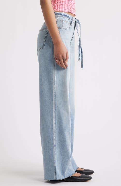 Bp. Raw Hem Drawstring High Waist Wide Leg Jeans In Blue