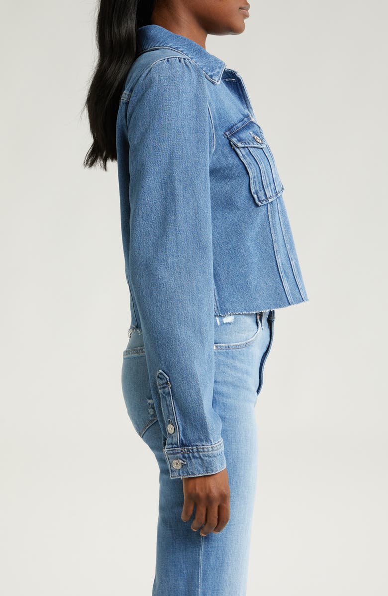 PAIGE Pacey Raw Hem Crop Denim Jacket, Alternate, color,