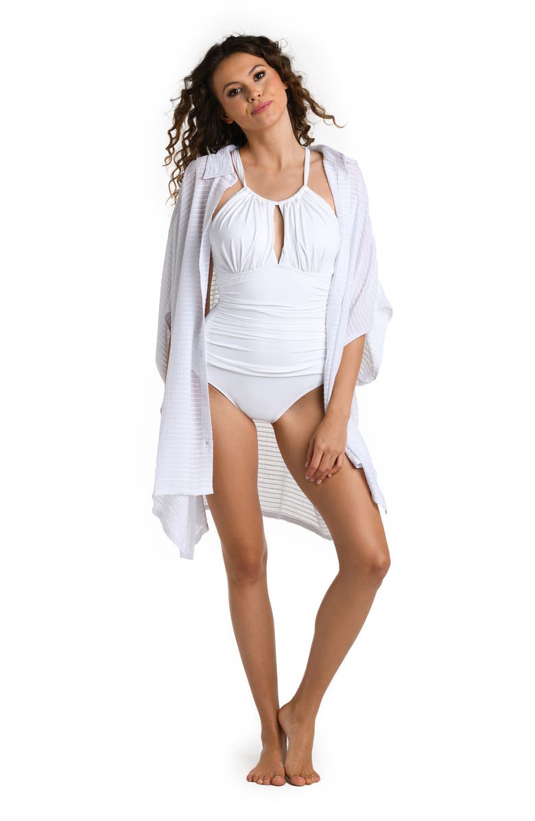 La Blanca Convertible Cover-Up Shirtdress, Alternate, color, White