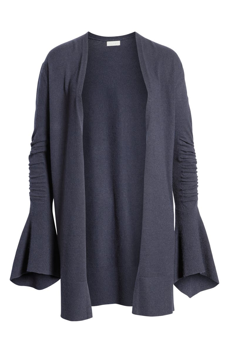 Hinge Ruched Bell Sleeve Cardigan, Alternate, color,
