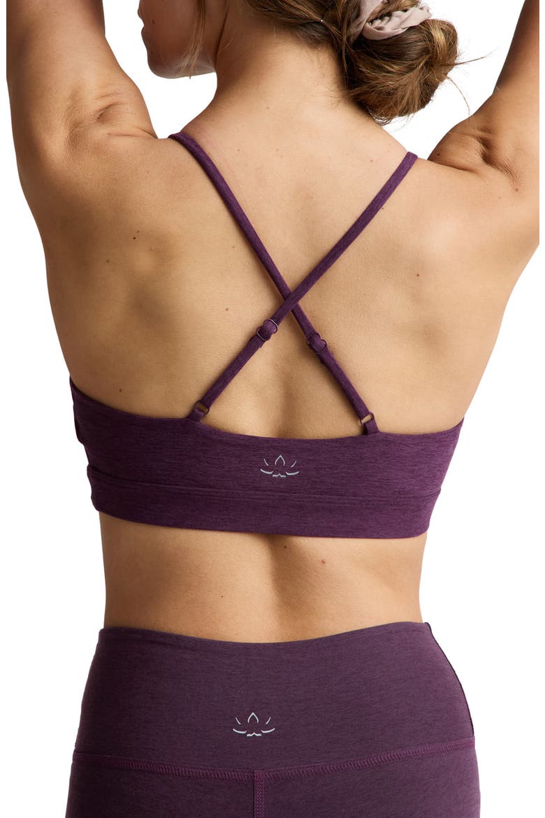 Twist Front Strappy Sports Bra, Alternate, color, BRILLIANT BLACKBERRY HEATHER