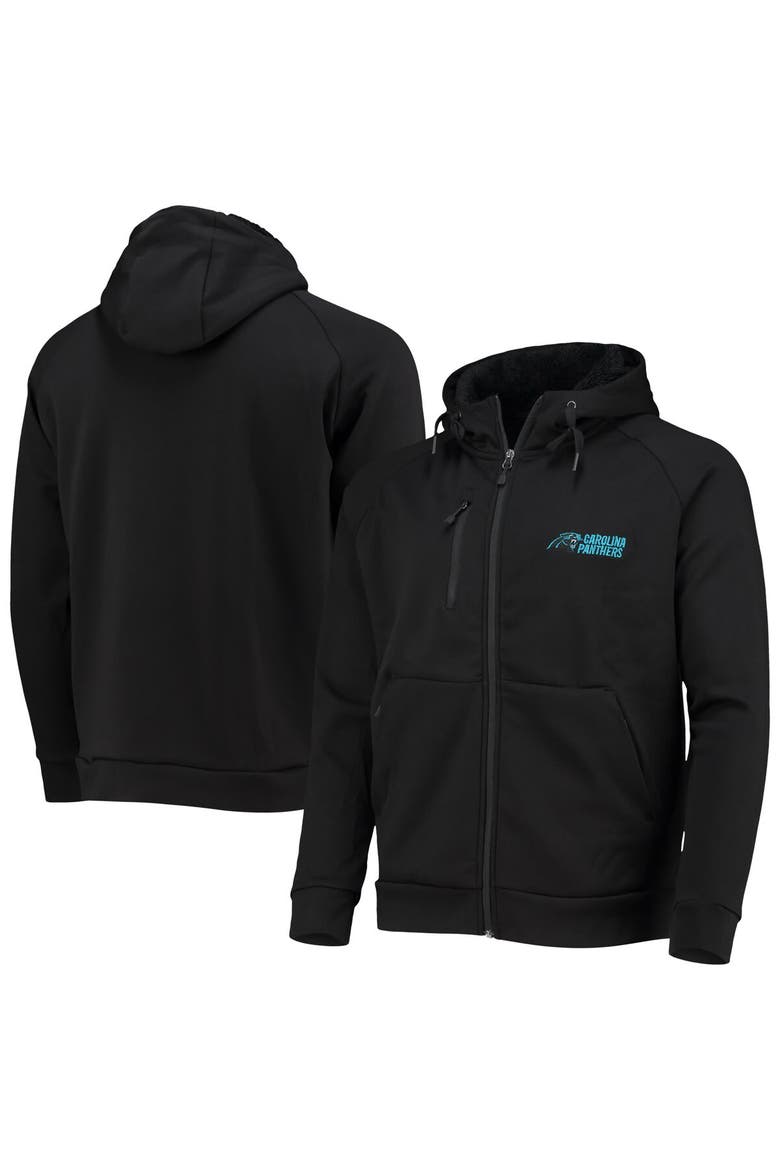 Men's Dunbrooke Black Carolina Panthers Shag Tri-Blend Full-Zip Raglan Hoodie, Main, color, Black
