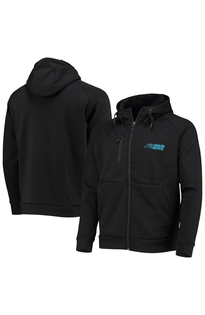DUNBROOKE Men's Dunbrooke Black Carolina Panthers Shag Tri-Blend Full-Zip Raglan Hoodie, Main, color,