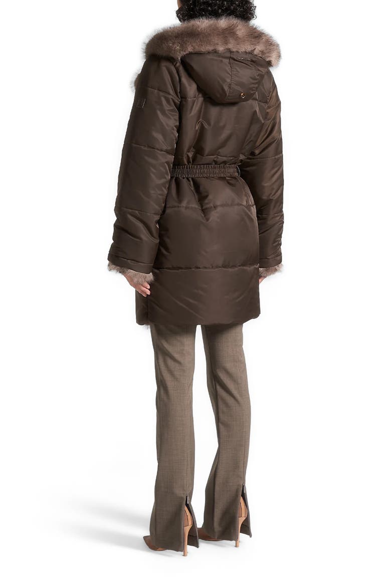 Alima Fur Longline Belted Coat, Alternate, color, Brown