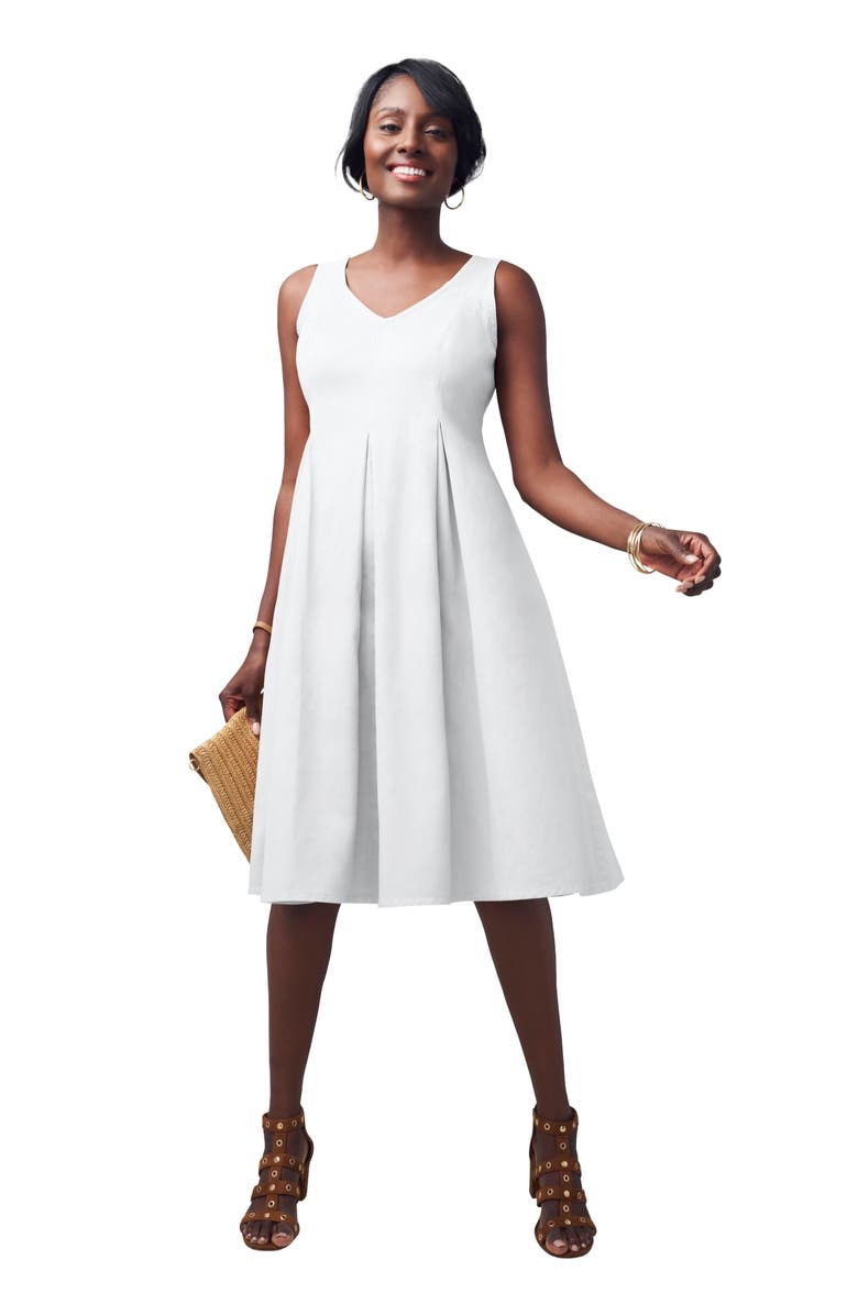 Jessica London Cotton Denim Dress, Main, color, White