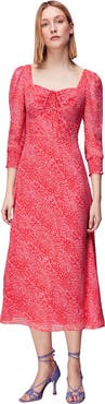 Whistles Diagonal Leopard Midi Dress