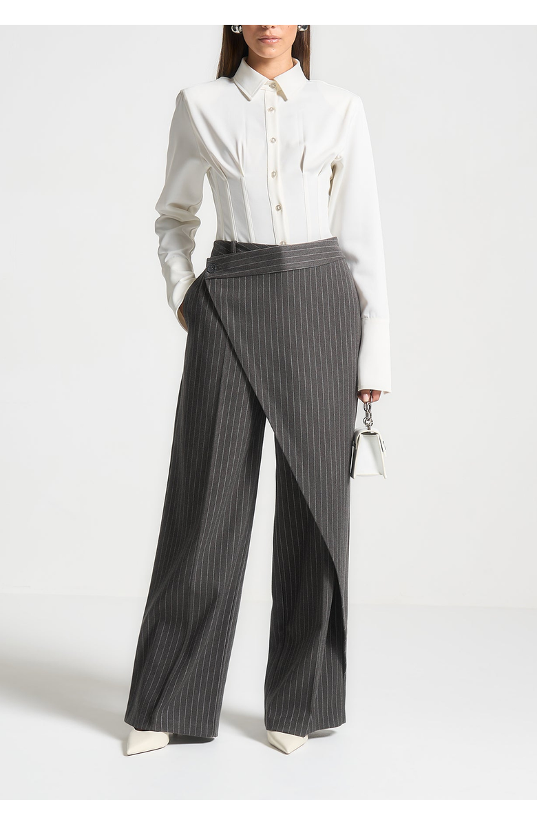 Manière De Voir Agnes Corset Shirt Bodysuit, Alternate, color, Off White