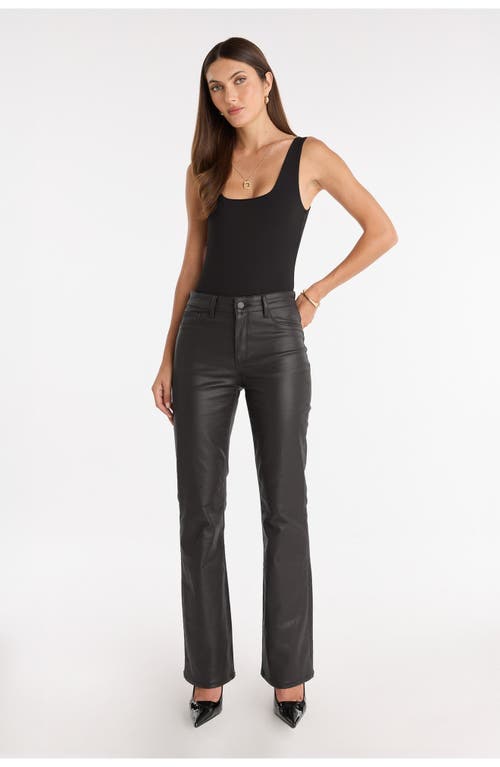 The Noli Shop Aria Coated Flare Jean Petite In Black