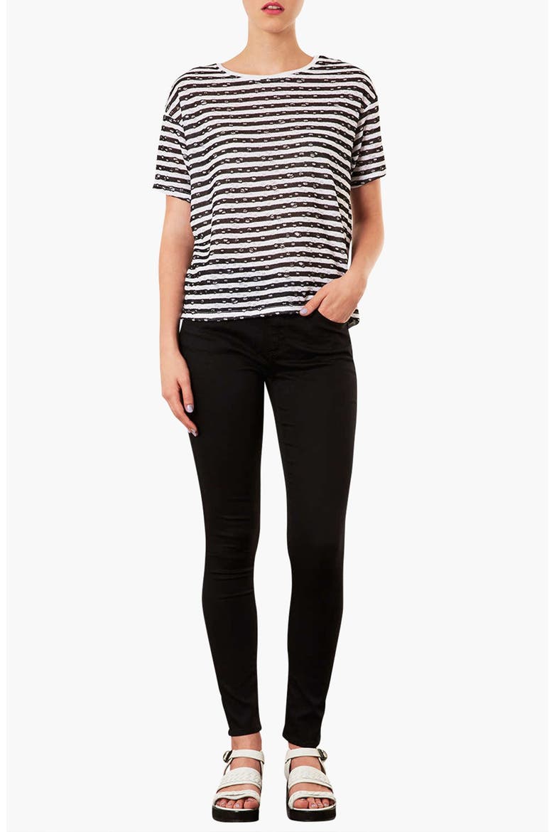 Moto 'Leigh' Skinny Ankle Jeans, Alternate, color, BLACK