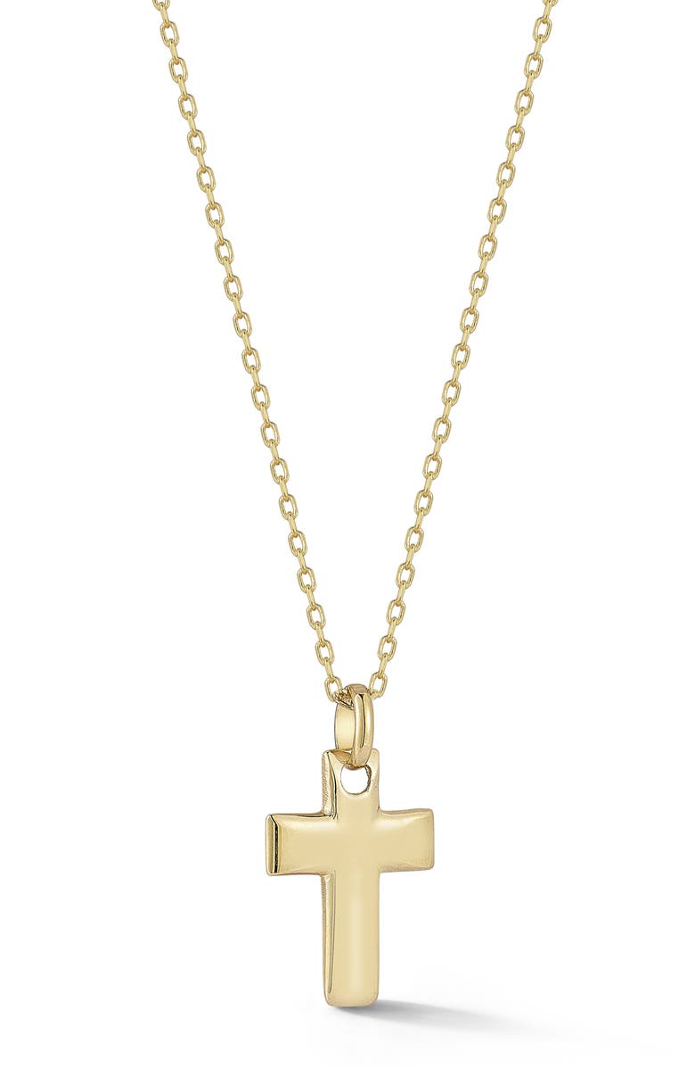 Ember Fine Jewelry 14K Yellow Gold Cross Pendant Necklace, Main, color, Gold
