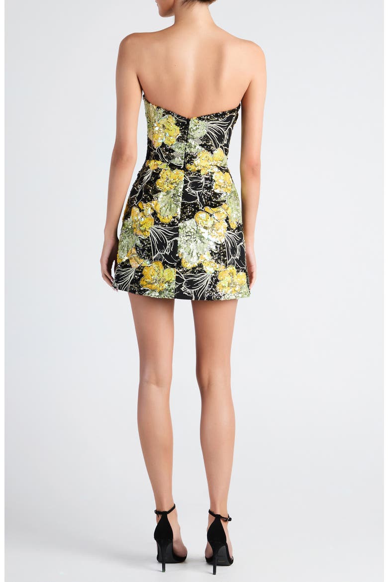 Brady Sequin Strapless Minidress, Alternate, color, BLACK/ CHARTREUSE