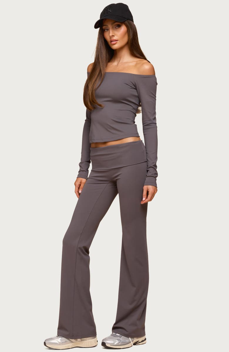 EDIKTED Tezia Off the Shoulder Long Sleeve Top, Alternate, color, Gray