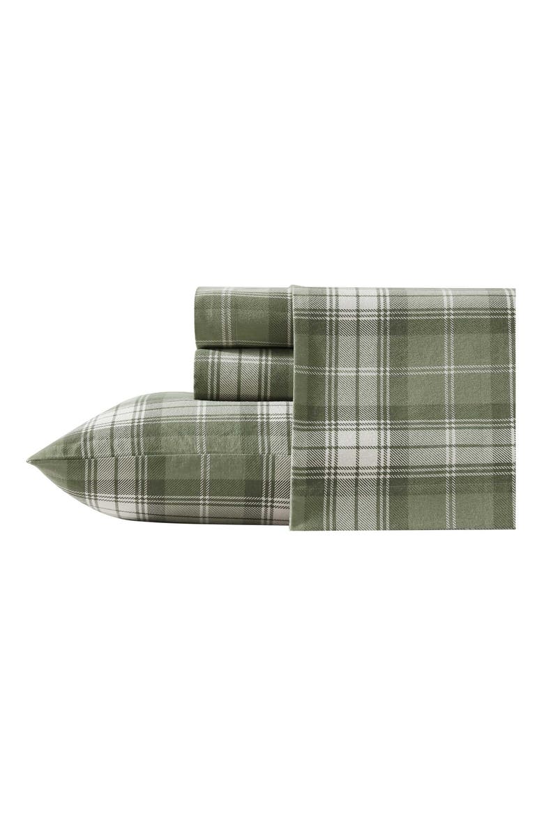 Heartland Plaid Print Flannel Sheet Set, Main, color, MEDIUM / DARK GREEN