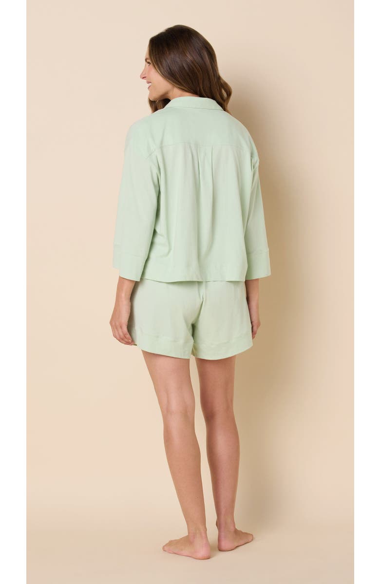 The Cat's Pajamas The Mariposa Long Sleeve Short Set, Alternate, color, Celadon