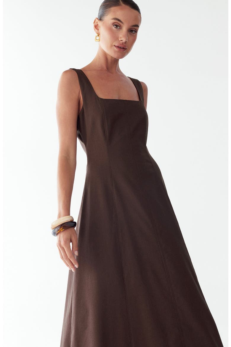 Maizy Midi Dress, Alternate, color, Chocolate