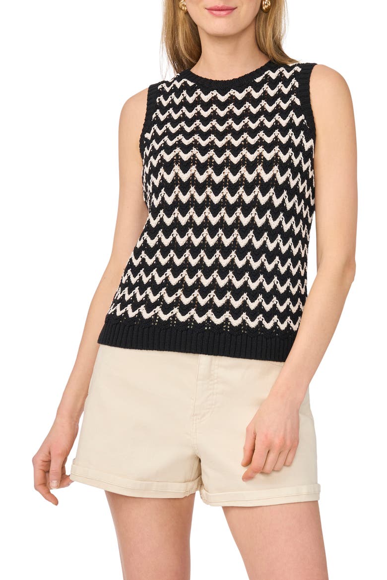 Chevron Sweater Tank, Main, color, RICH BLACK